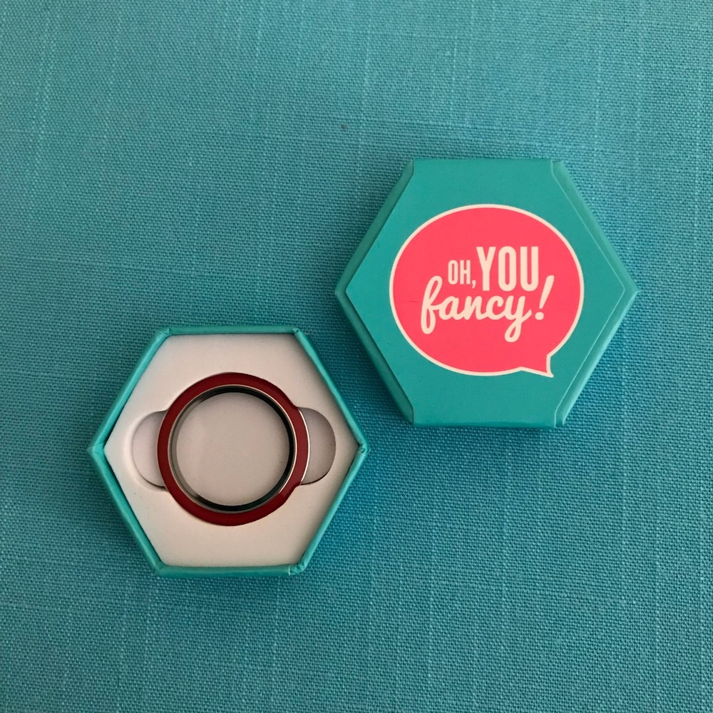 Origami Owl large red enamel twist locket face